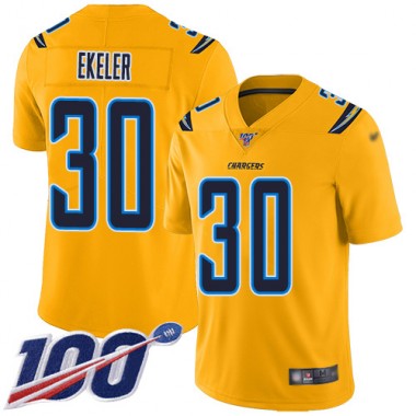 Los Angeles Chargers NFL Football Austin Ekeler Gold Jersey Men Limited #30 100th Season Inverted Legend->los angeles chargers->NFL Jersey